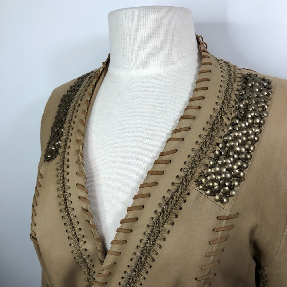 Kobi Halperin Colette Leather Whipstitch Wrap Jacket M - Picture 3 of 13